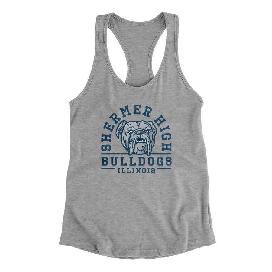 Shermer High Bulldogs Women's Racerback Tank Heather Grey | Funny Shirt from Famous In Real Life
