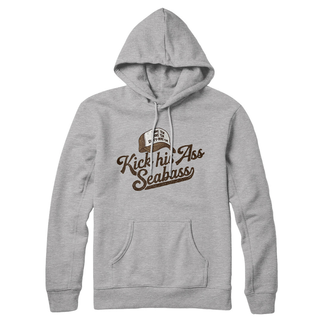 Kick His Ass Seabass Hoodie Heather Grey | Funny Shirt from Famous In Real Life
