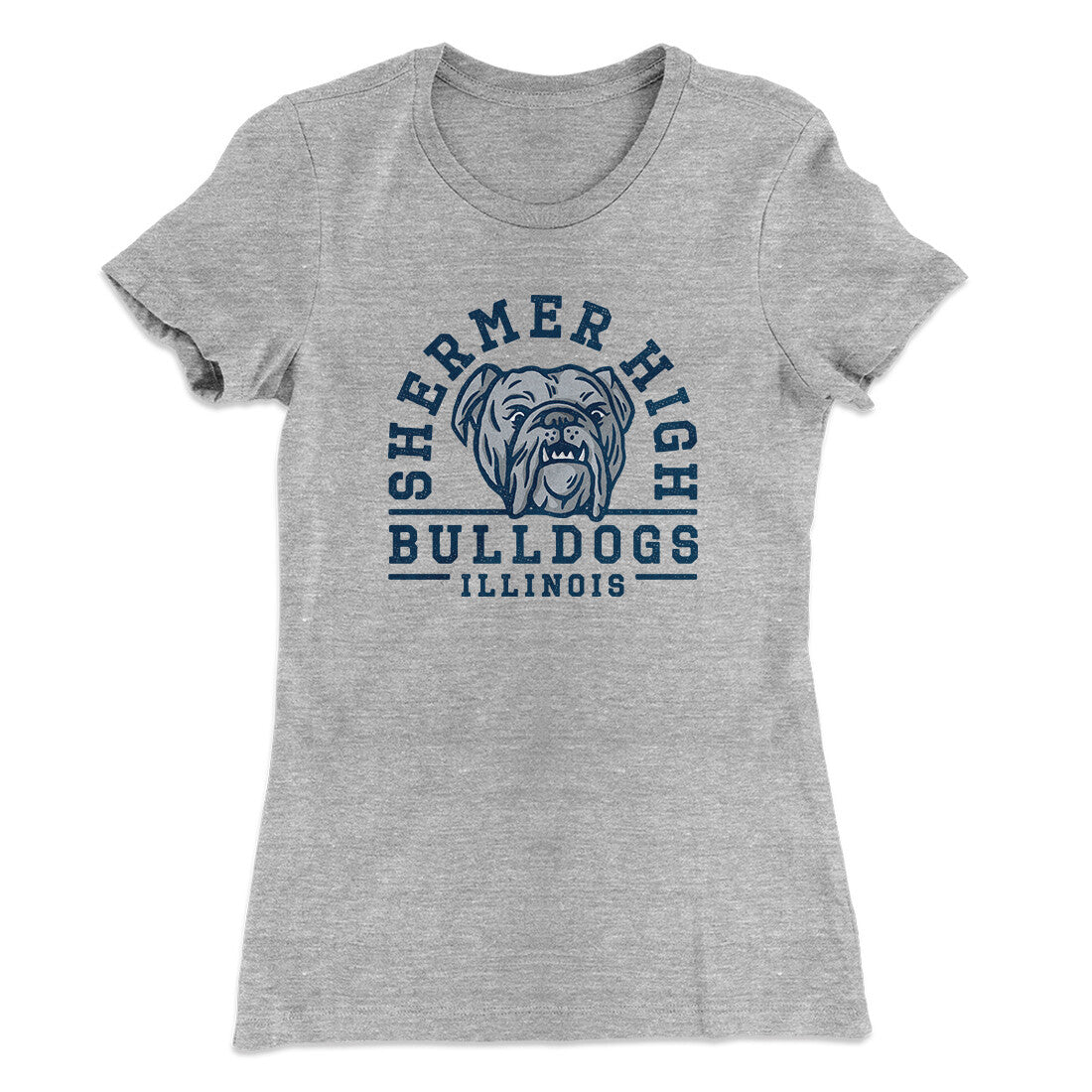 Shermer High Bulldogs Women's T-Shirt Heather Grey | Funny Shirt from Famous In Real Life