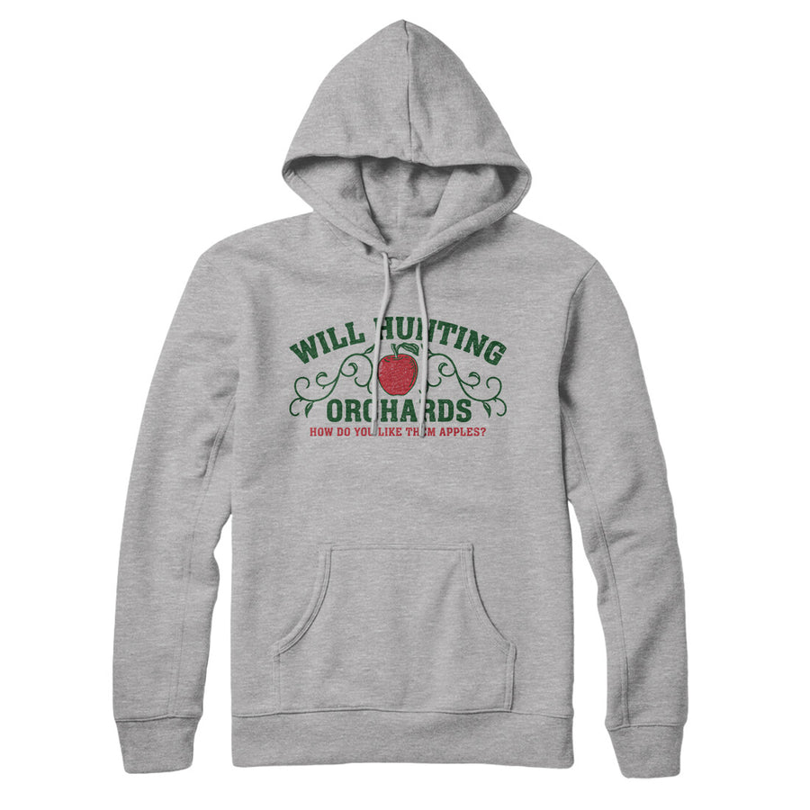 Will Hunting Orchards Hoodie Heather Grey | Funny Shirt from Famous In Real Life