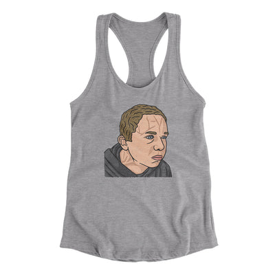 Bulging Forehead Vein Guy Meme Funny Women's Racerback Tank Heather Grey | Funny Shirt from Famous In Real Life