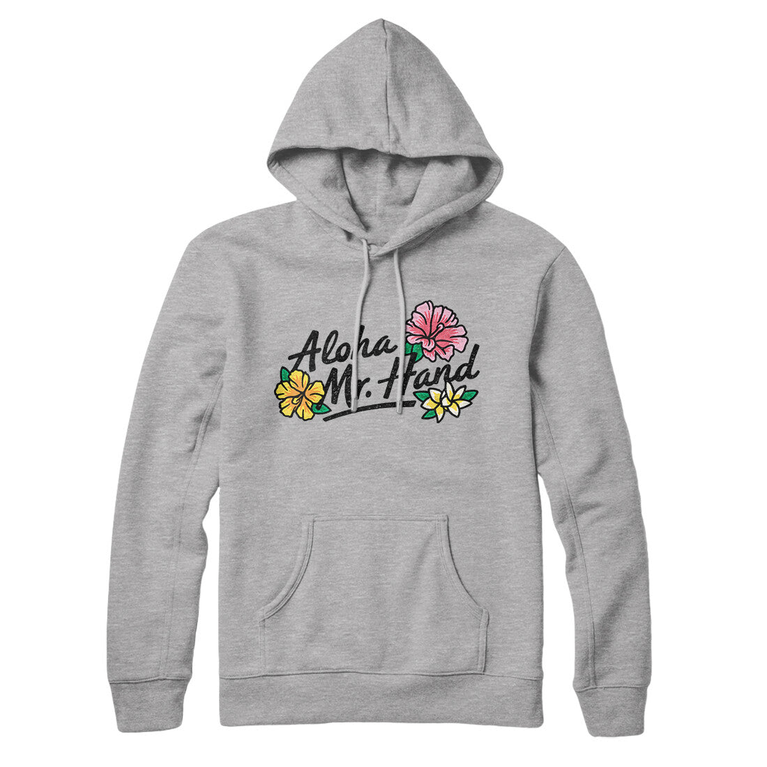 Aloha Mr. Hand Hoodie Heather Grey | Funny Shirt from Famous In Real Life