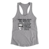 Things Rick Astley Would Never Do Women's Racerback Tank Heather Grey | Funny Shirt from Famous In Real Life