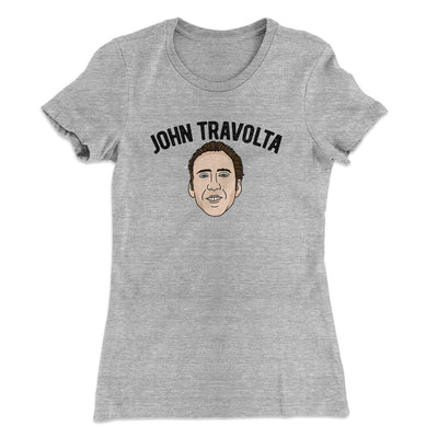 John Travolta Women's T-Shirt Heather Grey | Funny Shirt from Famous In Real Life