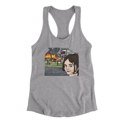 Disaster Girl Meme Women's Racerback Tank Heather Grey | Funny Shirt from Famous In Real Life