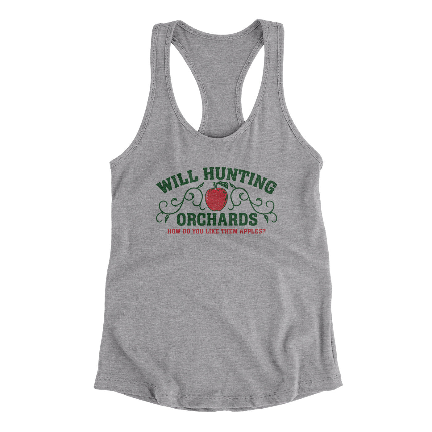Will Hunting Orchards Women's Racerback Tank Heather Grey | Funny Shirt from Famous In Real Life