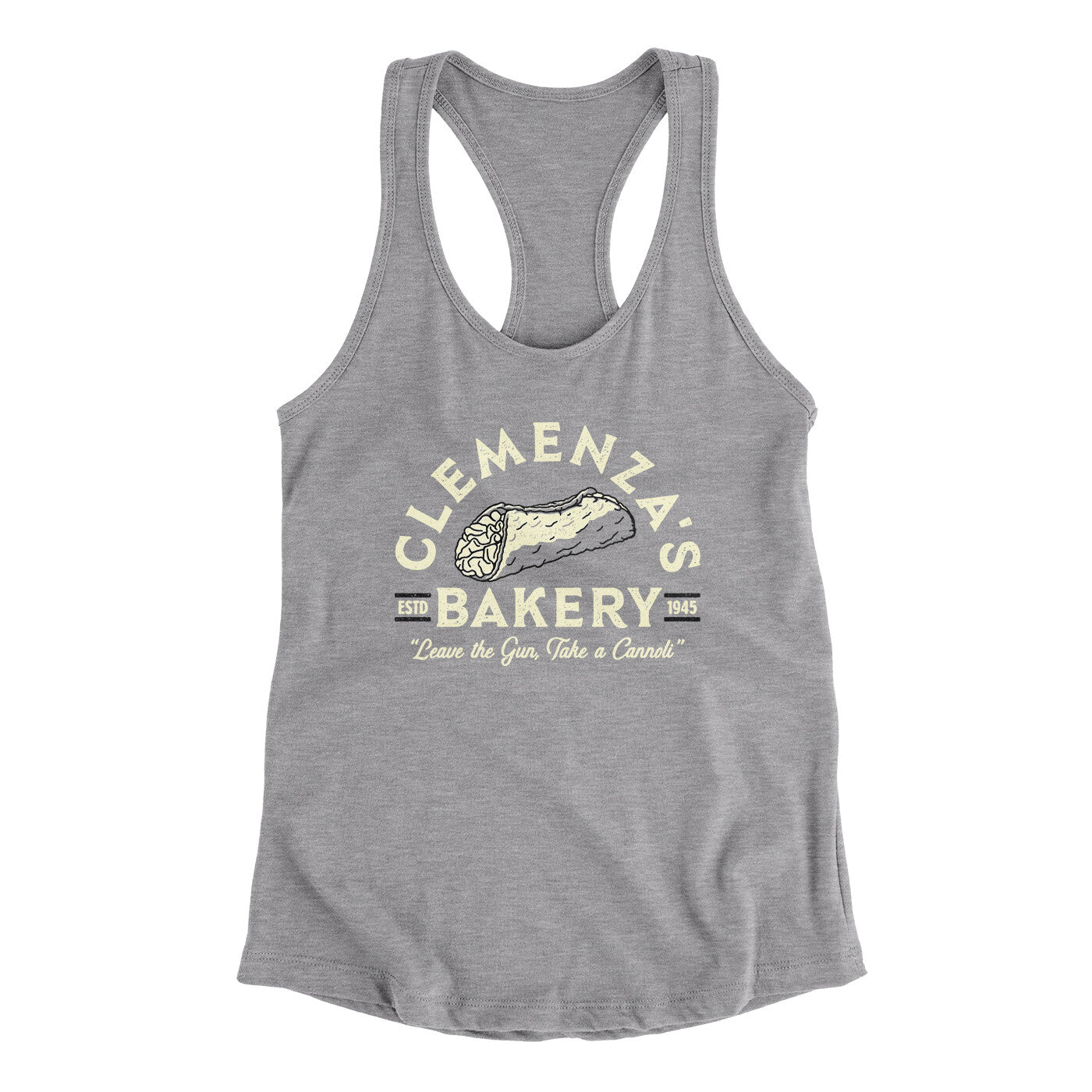 Clemenza’s Bakery Women's Racerback Tank Heather Grey | Funny Shirt from Famous In Real Life