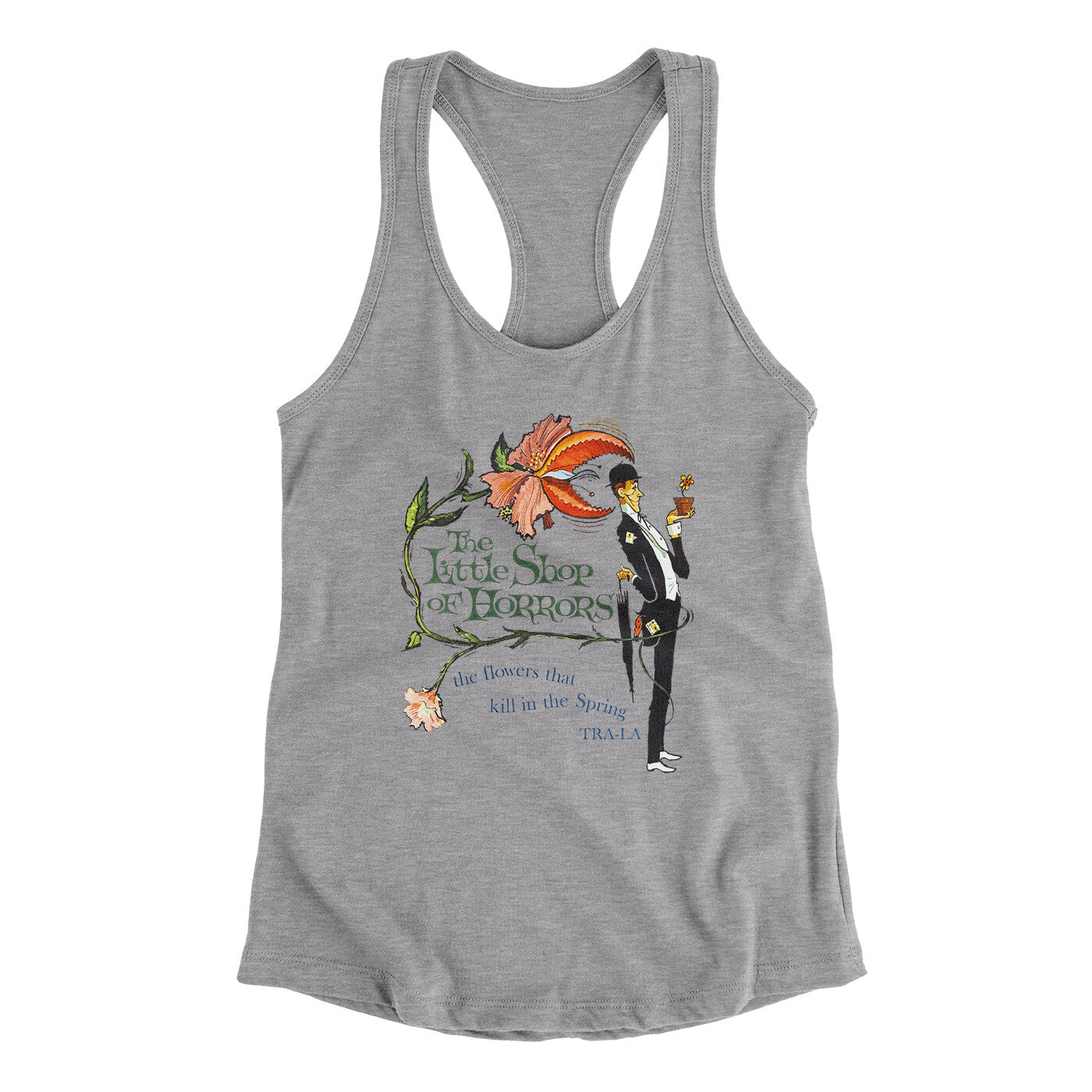 Little Shop Of Horrors Women's Racerback Tank Heather Grey | Funny Shirt from Famous In Real Life