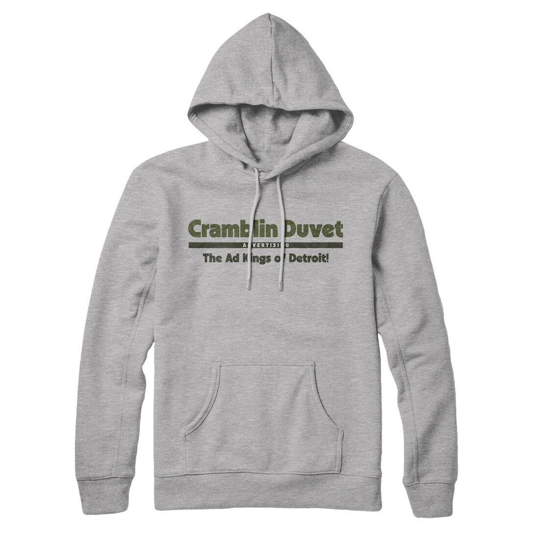 Cramblin Duvet Advertising Hoodie Heather Grey | Funny Shirt from Famous In Real Life