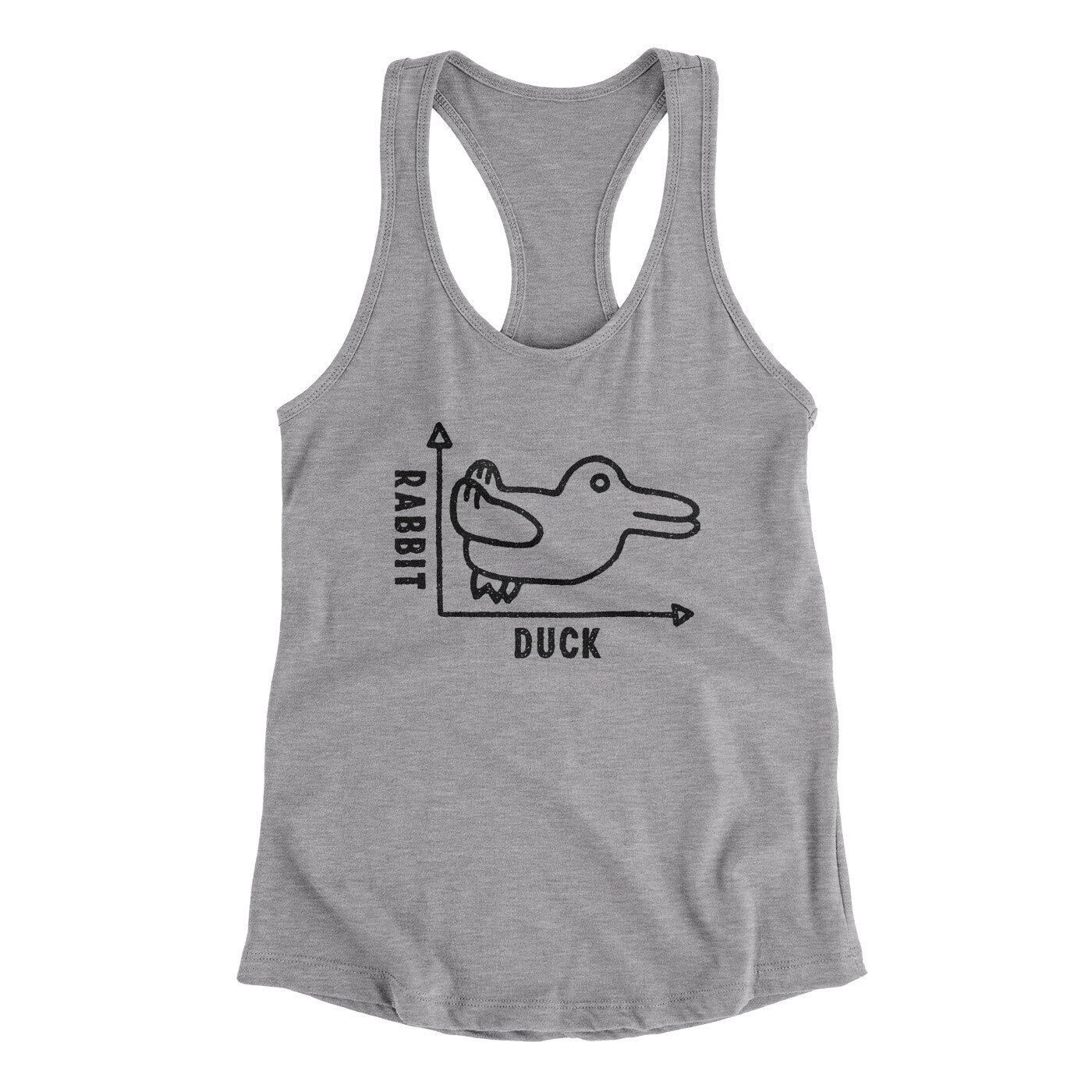 Rabbit Duck Graph Women's Racerback Tank Heather Grey | Funny Shirt from Famous In Real Life