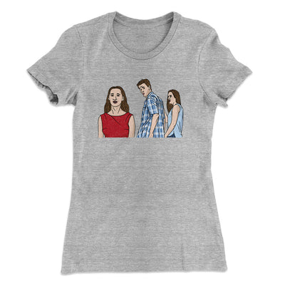 Distracted Boyfriend Meme Funny Women's T-Shirt Heather Grey | Funny Shirt from Famous In Real Life