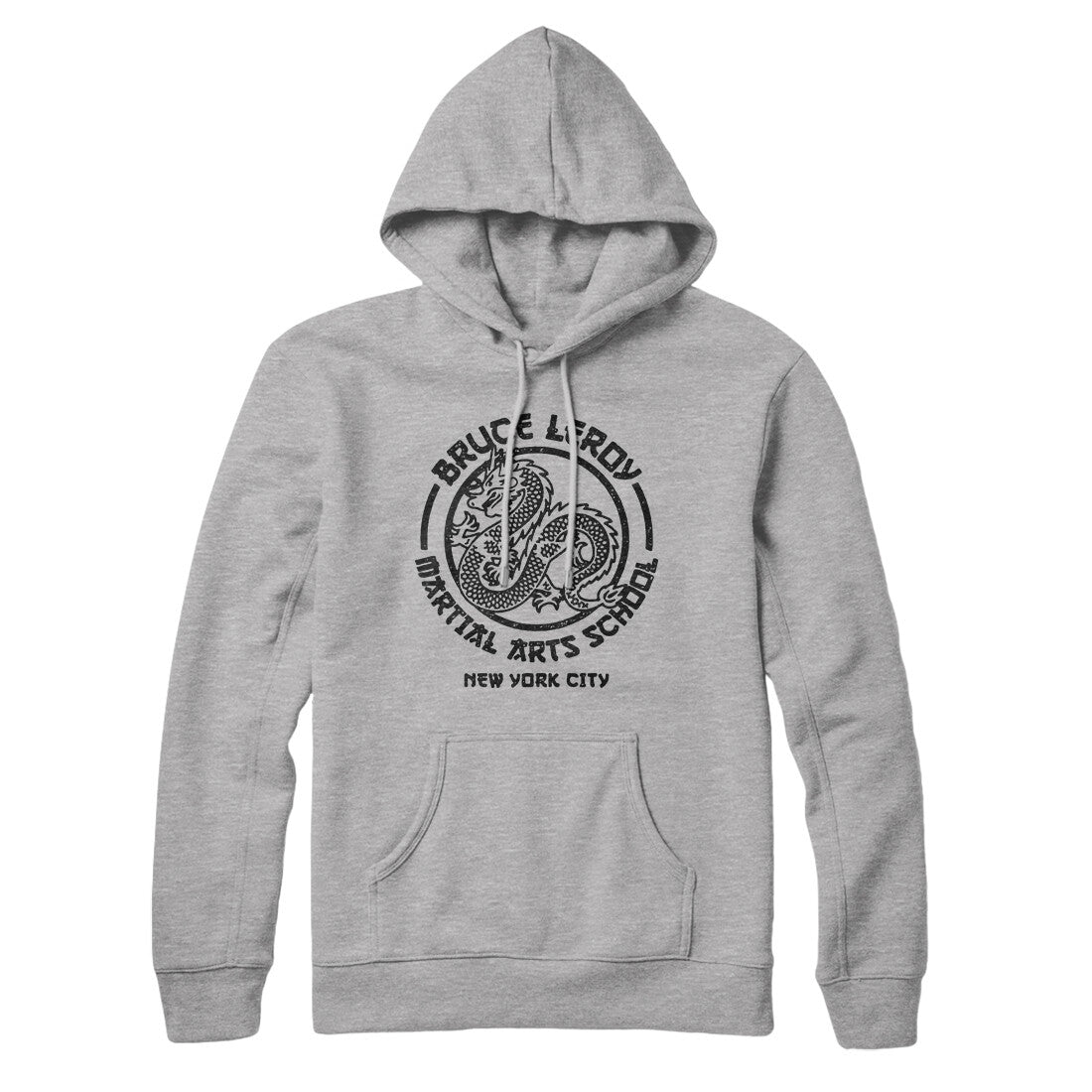 Bruce Leroy Martial Arts School Hoodie Heather Grey | Funny Shirt from Famous In Real Life