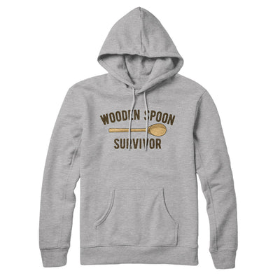Wooden Spoon Survivor Hoodie Heather Grey | Funny Shirt from Famous In Real Life