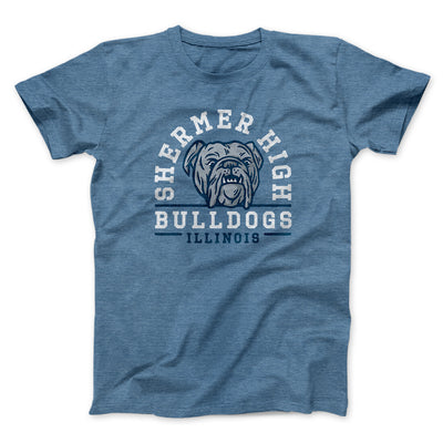 Shermer High Bulldogs Men/Unisex T-Shirt Heather Indigo | Funny Shirt from Famous In Real Life