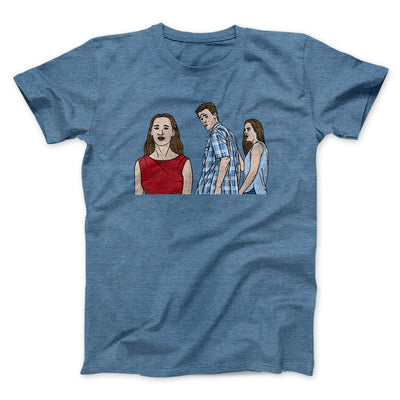 Distracted Boyfriend Meme Men/Unisex T-Shirt Heather Indigo | Funny Shirt from Famous In Real Life