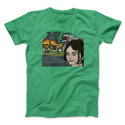 Disaster Girl Meme Funny Men/Unisex T-Shirt Heather Irish Green | Funny Shirt from Famous In Real Life