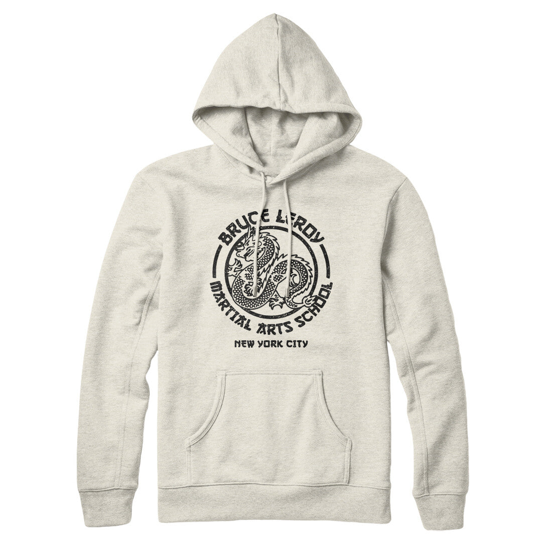 Bruce Leroy Martial Arts School Hoodie Heather Oatmeal | Funny Shirt from Famous In Real Life