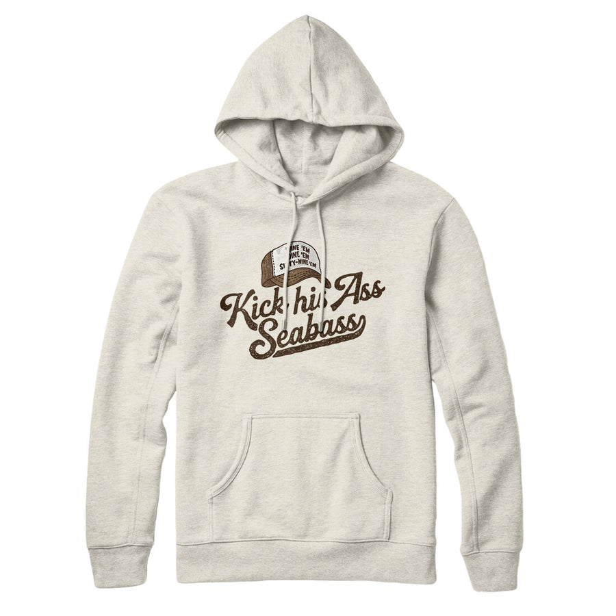 Kick His Ass Seabass Hoodie Heather Oatmeal | Funny Shirt from Famous In Real Life