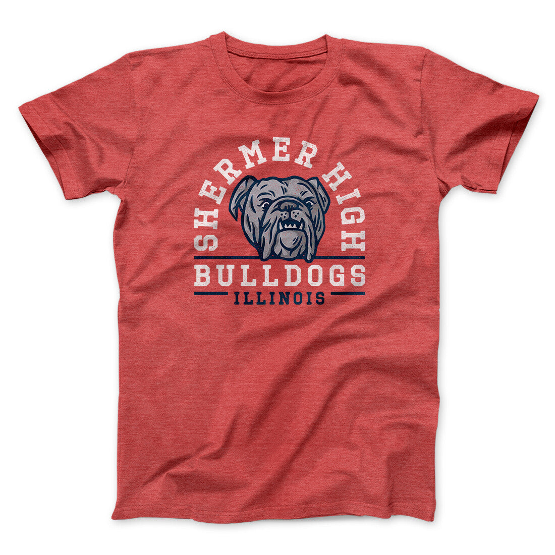 Shermer High Bulldogs Men/Unisex T-Shirt Heather Red | Funny Shirt from Famous In Real Life