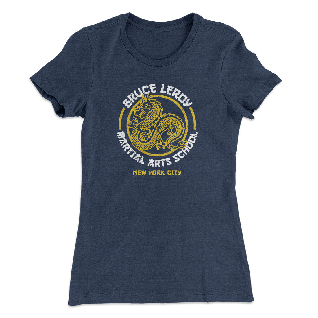 Bruce Leroy Martial Arts School Women's T-Shirt Indigo | Funny Shirt from Famous In Real Life