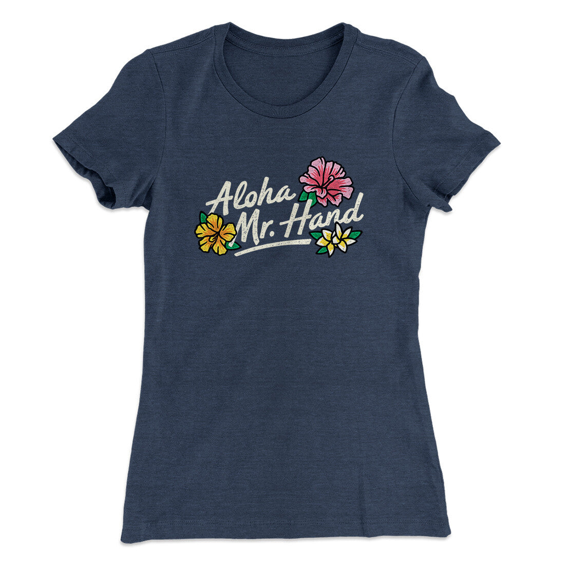 Aloha Mr. Hand Women's T-Shirt Indigo | Funny Shirt from Famous In Real Life
