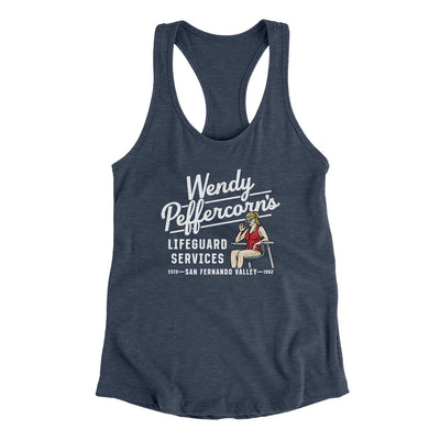 Wendy Peffercorn’s Lifeguard Services Women's Racerback Tank Indigo | Funny Shirt from Famous In Real Life
