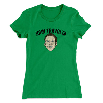 John Travolta Women's T-Shirt Kelly Green | Funny Shirt from Famous In Real Life