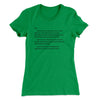 Letter To Sam Women's T-Shirt Kelly Green | Funny Shirt from Famous In Real Life