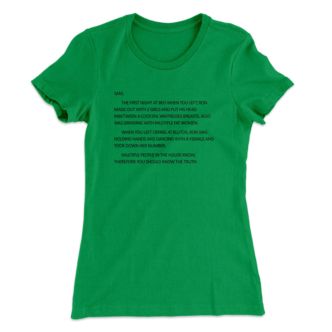 Letter To Sam Women's T-Shirt Kelly Green | Funny Shirt from Famous In Real Life