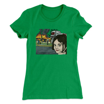 Disaster Girl Meme Funny Women's T-Shirt Kelly Green | Funny Shirt from Famous In Real Life