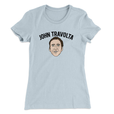 John Travolta Women's T-Shirt Light Blue | Funny Shirt from Famous In Real Life