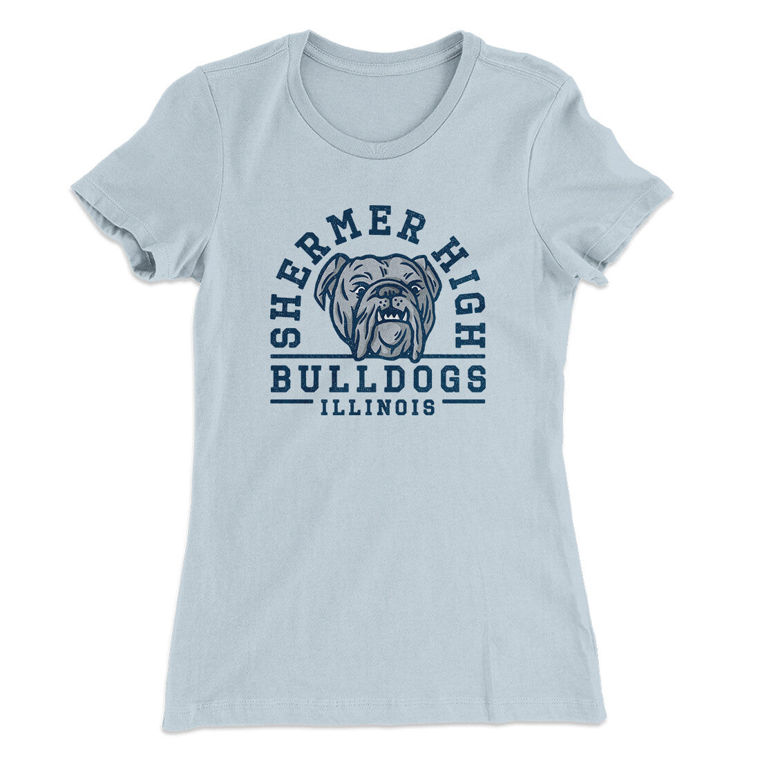 Shermer High Bulldogs Women's T-Shirt Light Blue | Funny Shirt from Famous In Real Life