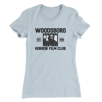 Woodsboro Horror Film Club Women's T-Shirt Light Blue | Funny Shirt from Famous In Real Life
