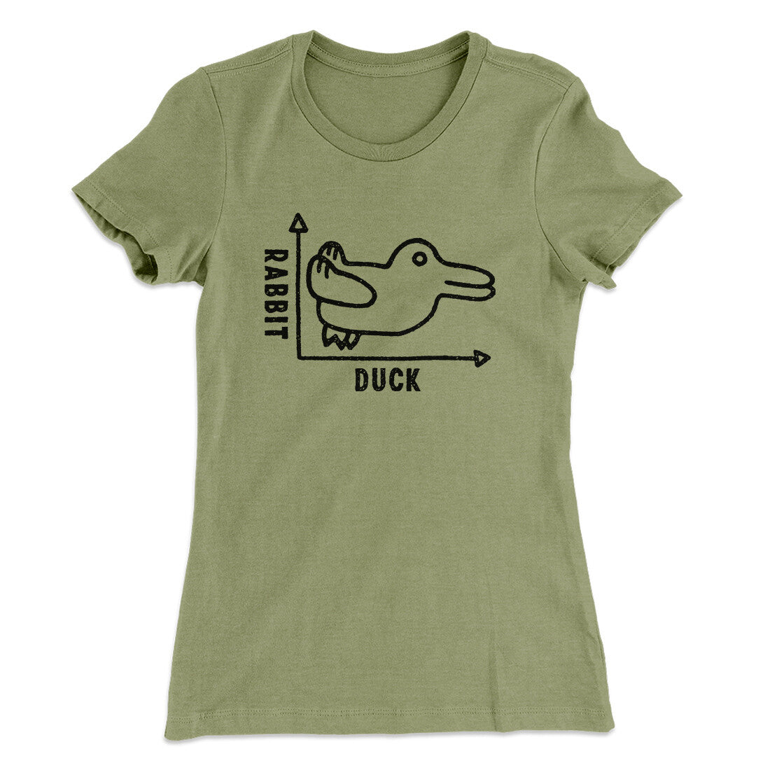 Rabbit Duck Graph Women's T-Shirt Light Olive | Funny Shirt from Famous In Real Life