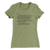 Letter To Sam Women's T-Shirt Light Olive | Funny Shirt from Famous In Real Life