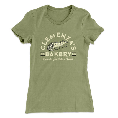 Clemenza’s Bakery Women's T-Shirt Light Olive | Funny Shirt from Famous In Real Life
