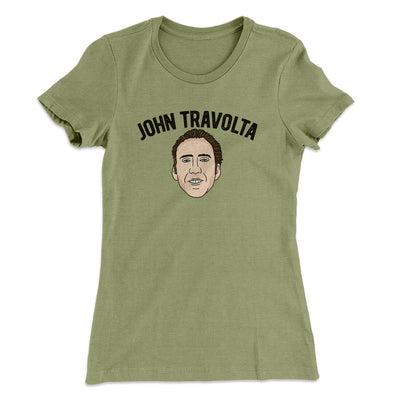 John Travolta Women's T-Shirt Light Olive | Funny Shirt from Famous In Real Life