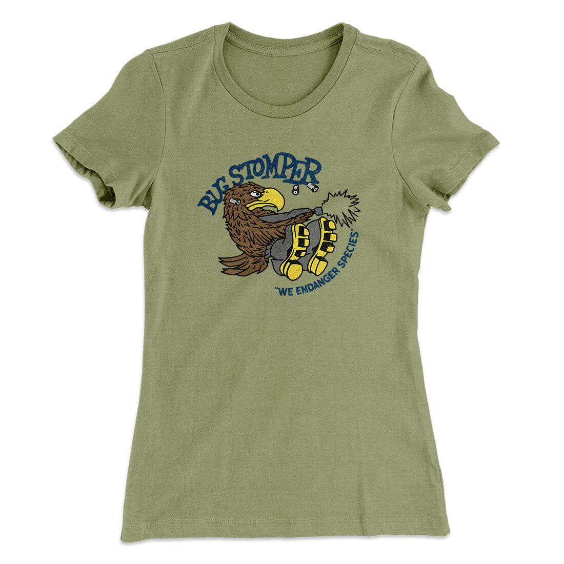 Bug Stomper Women's T-Shirt Light Olive | Funny Shirt from Famous In Real Life