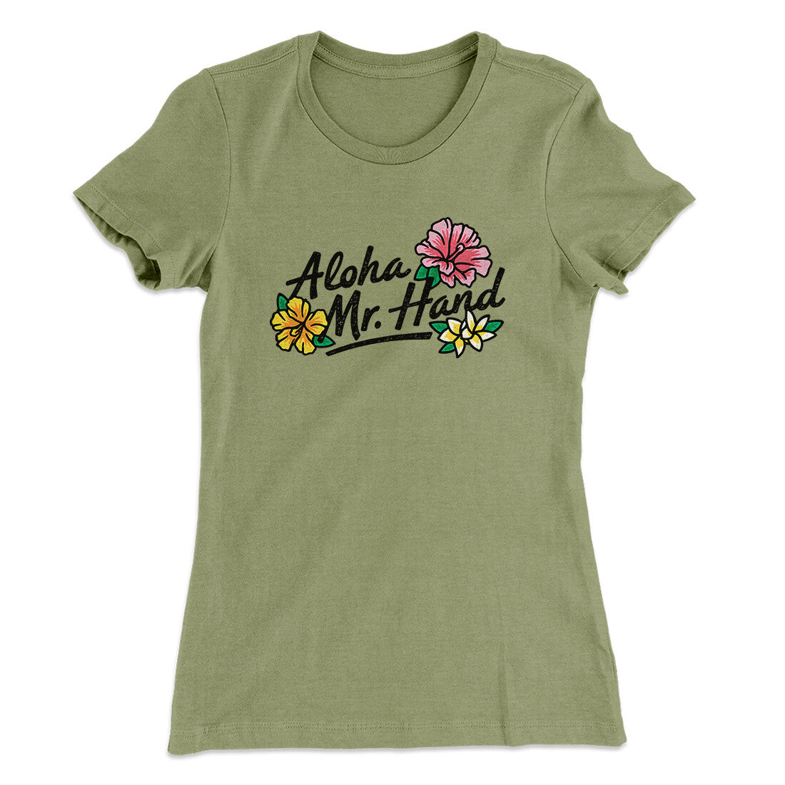 Aloha Mr. Hand Women's T-Shirt Light Olive | Funny Shirt from Famous In Real Life