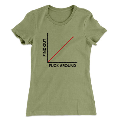 Fuck Around And Find Out Women's T-Shirt Light Olive | Funny Shirt from Famous In Real Life