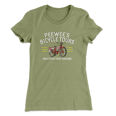 Peewee Bicycle Tours Women's T-Shirt Light Olive | Funny Shirt from Famous In Real Life