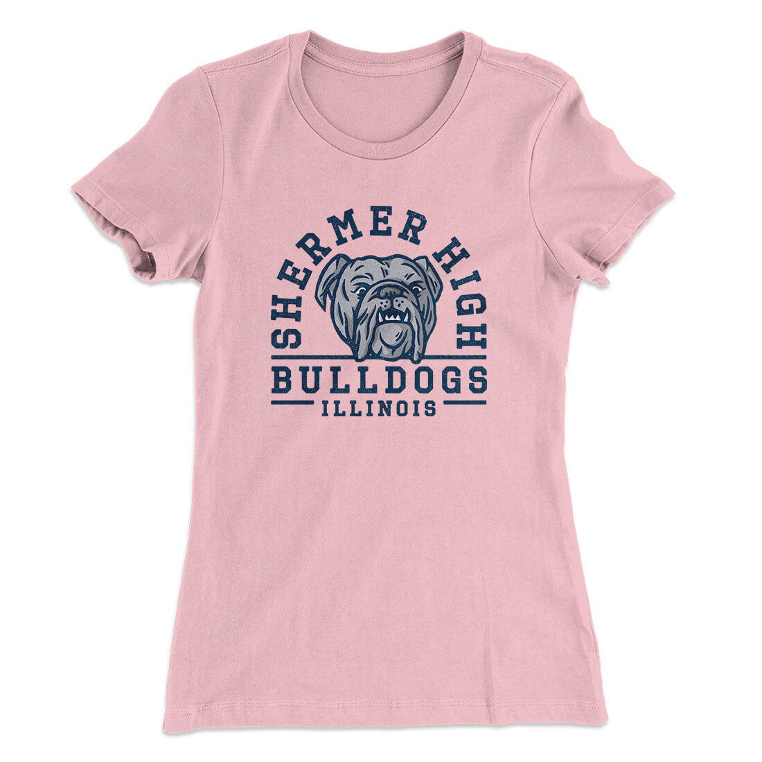 Shermer High Bulldogs Women's T-Shirt Light Pink | Funny Shirt from Famous In Real Life