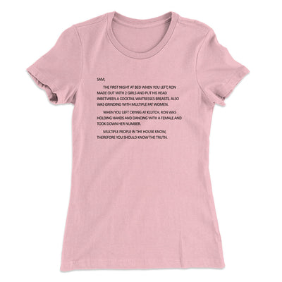 Letter To Sam Women's T-Shirt Light Pink | Funny Shirt from Famous In Real Life