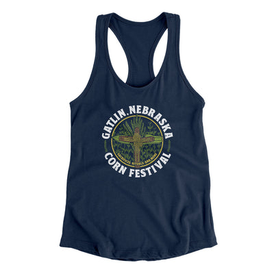Gatlin Nebraska Corn Festival Women's Racerback Tank Midnight Navy | Funny Shirt from Famous In Real Life