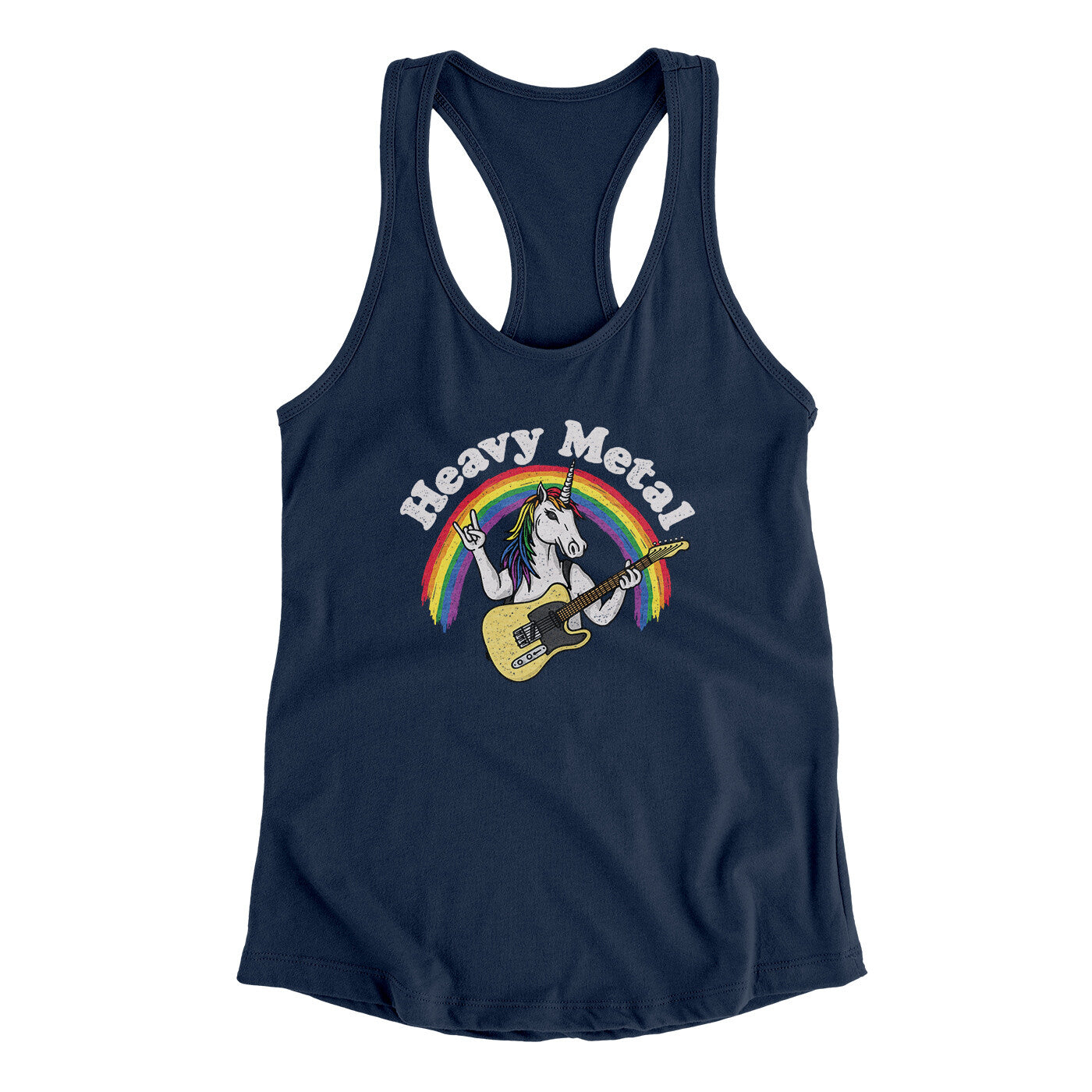 Heavy Metal Women's Racerback Tank Midnight Navy | Funny Shirt from Famous In Real Life