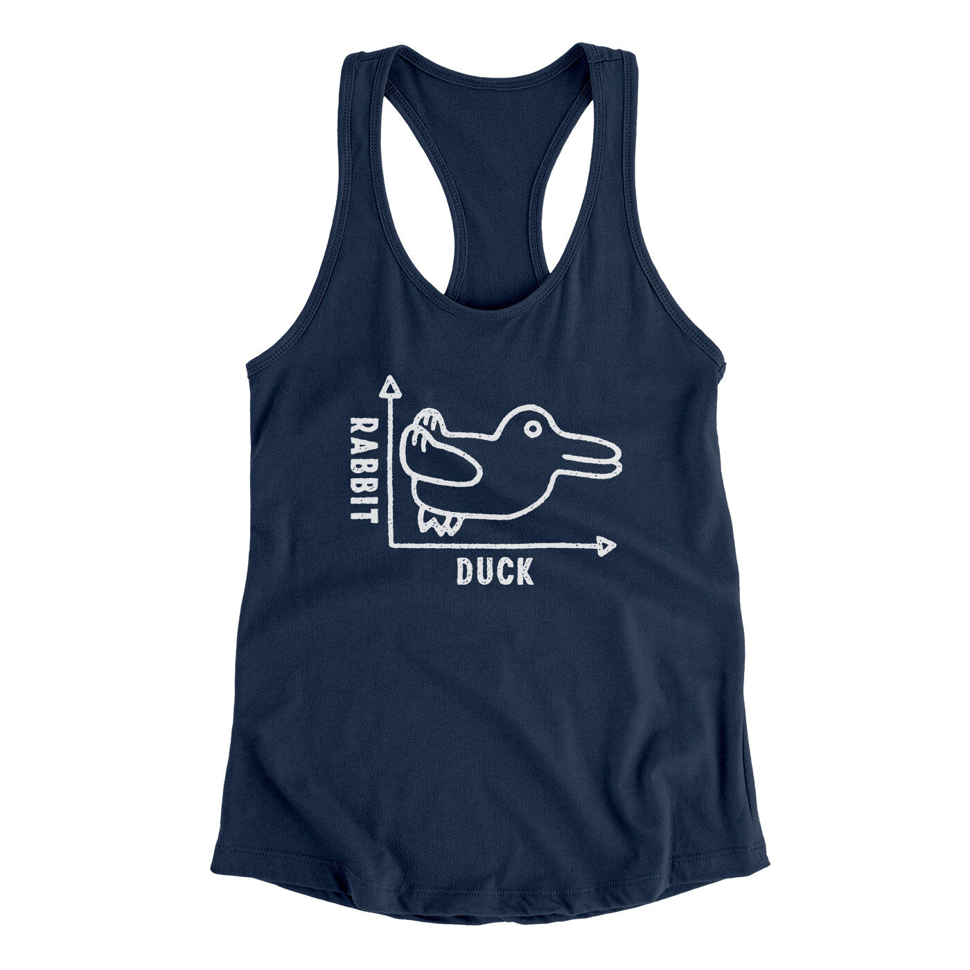 Rabbit Duck Graph Women's Racerback Tank Midnight Navy | Funny Shirt from Famous In Real Life