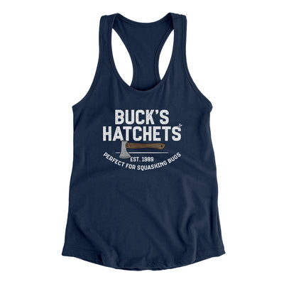 Buck’s Hatchets Women's Racerback Tank Midnight Navy | Funny Shirt from Famous In Real Life