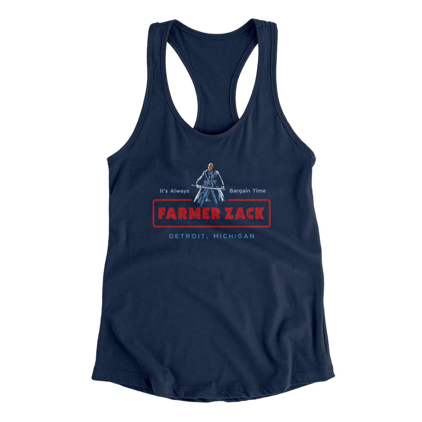 Farmer Zack Women's Racerback Tank Midnight Navy | Funny Shirt from Famous In Real Life