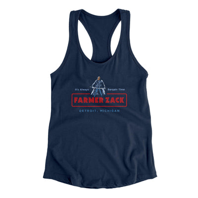 Farmer Zack Women's Racerback Tank Midnight Navy | Funny Shirt from Famous In Real Life