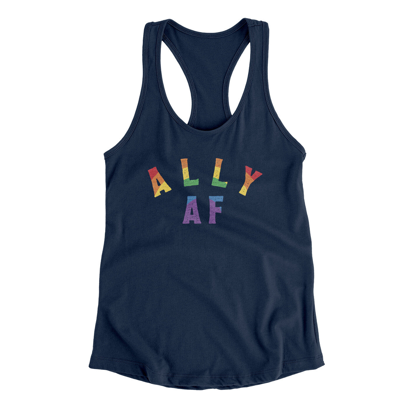 Ally Af Women's Racerback Tank Midnight Navy | Funny Shirt from Famous In Real Life